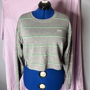 Vans Grey and green striped soft long sleeve crop top